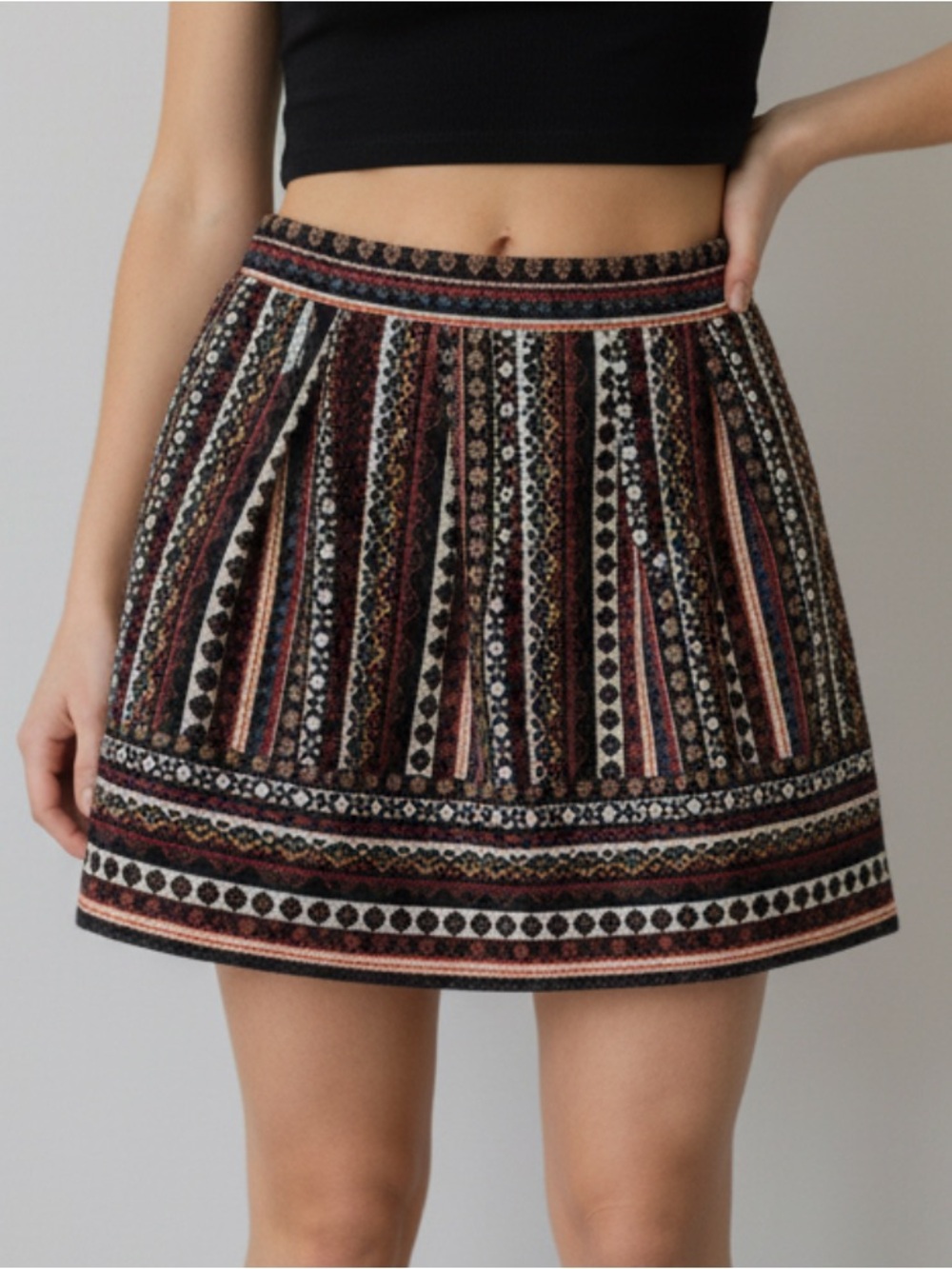 Xhilaration Multicolor Striped Pleated Mini Skirt